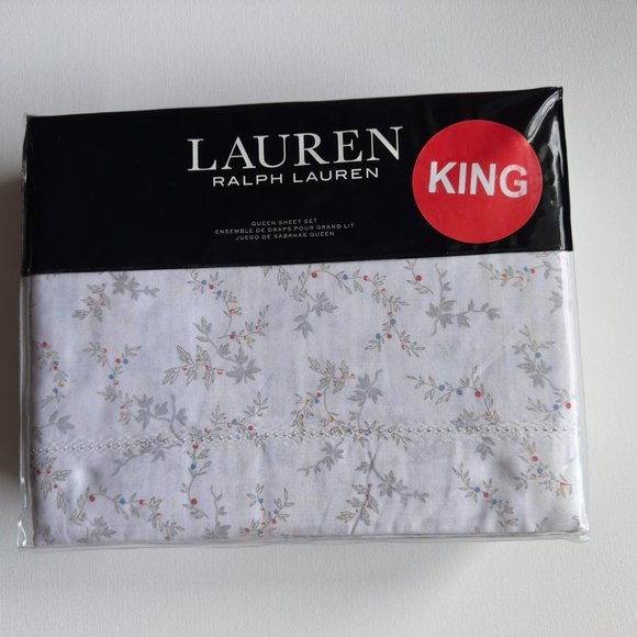 NIP $250 LAUREN RALPH LAUREN CAROLYNE VINE QUEEN SHEET SET - Picture 1 of 8